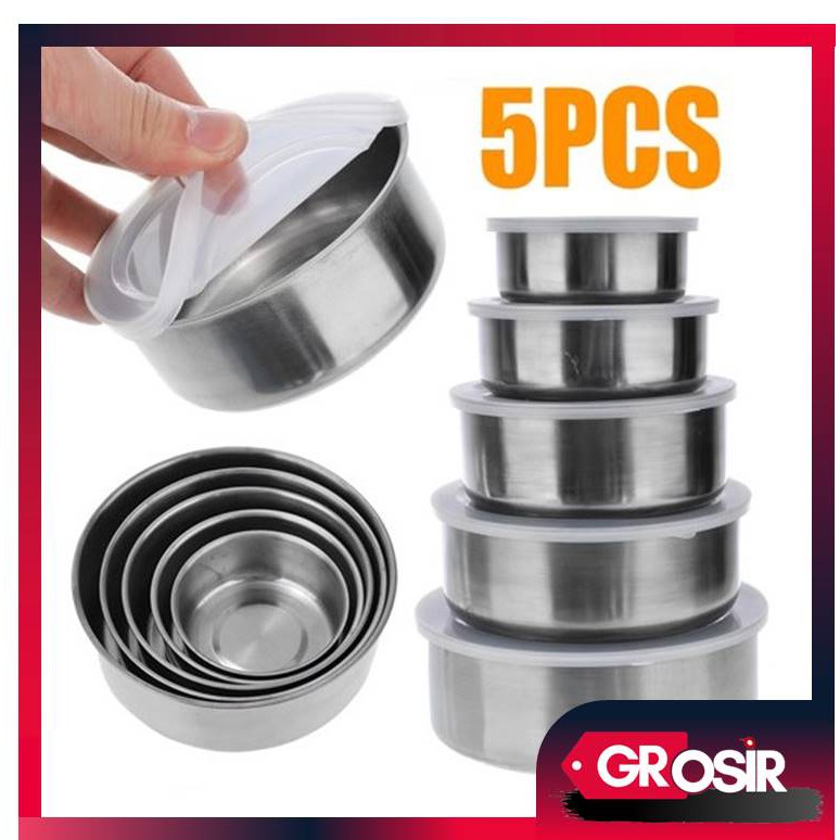 Grosir - H774 Rantang Stainless 5 Susun / / Toples Stainless 5 in 1 / Protect Fresh Box 5 in 1