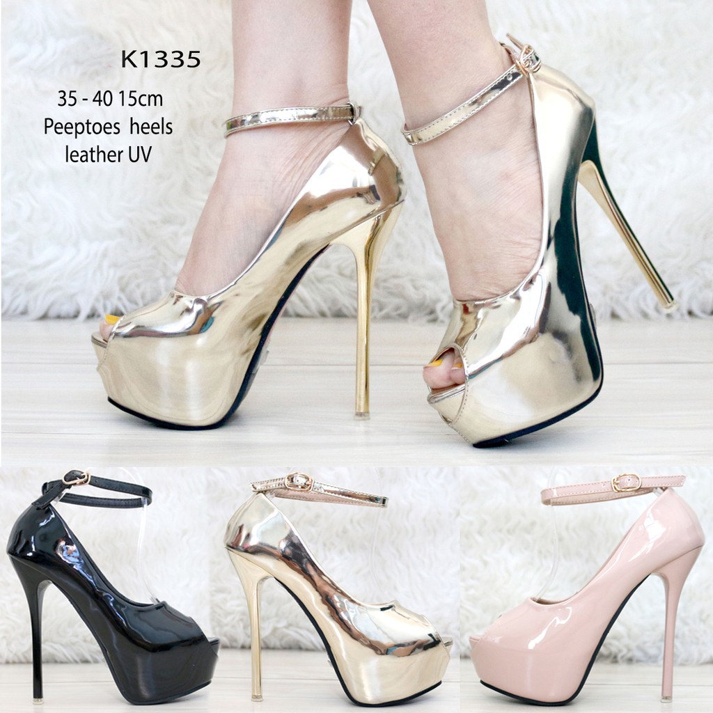 HIGH Heels 15cm Peeptoes 3warna - Sepatu Heels Pesta Kondangan KY1335