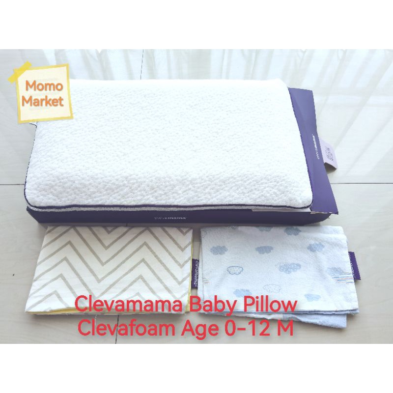 PRELOVED Clevamama Baby Pillow Clevafoam Age 0-12 M + 2 Pcs Pillow Case