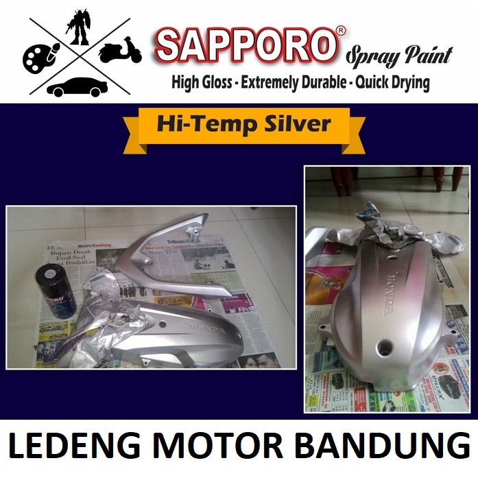 Sapporo Silver Hi-Temp Cat Semprot Saporo Paint Anti Tahan Panas Api