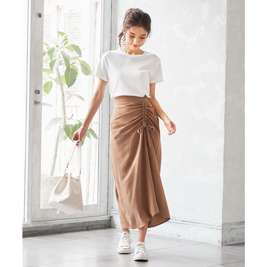 Rok Span Korean Style Serut Casual Flowy Midi Skirt Rok Serut Crinklle High Waist