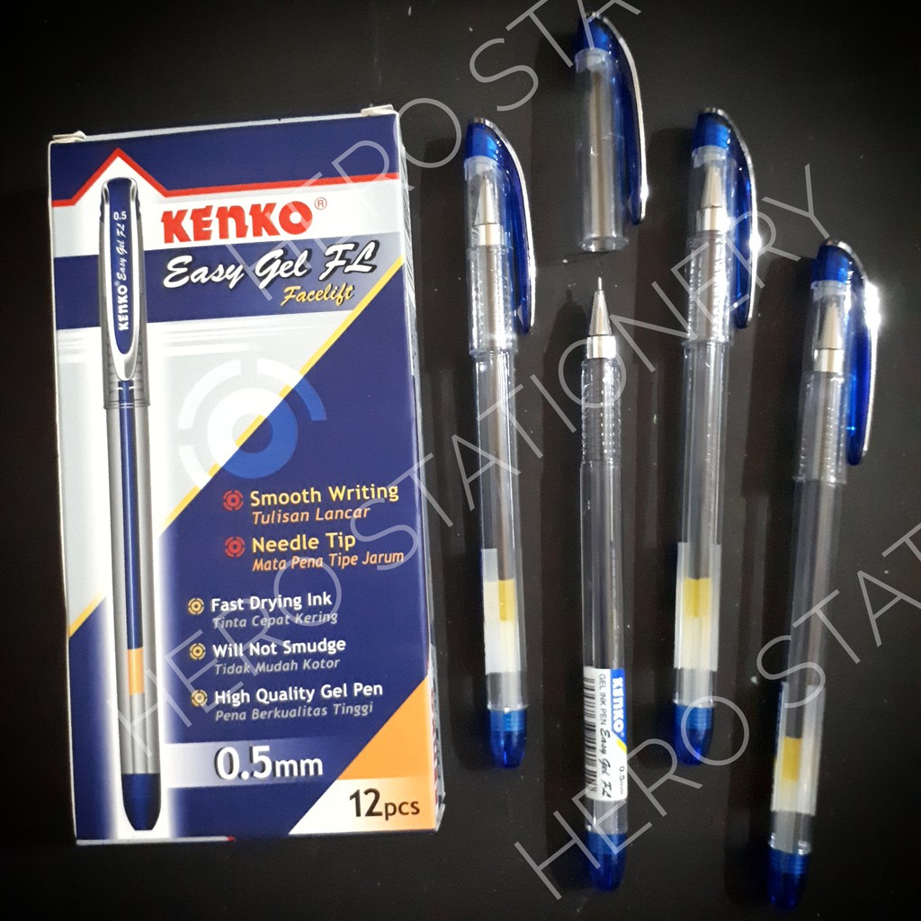 

Pen gel kenko easy gel facelift 0,5 mm tinta biru . 12 unit