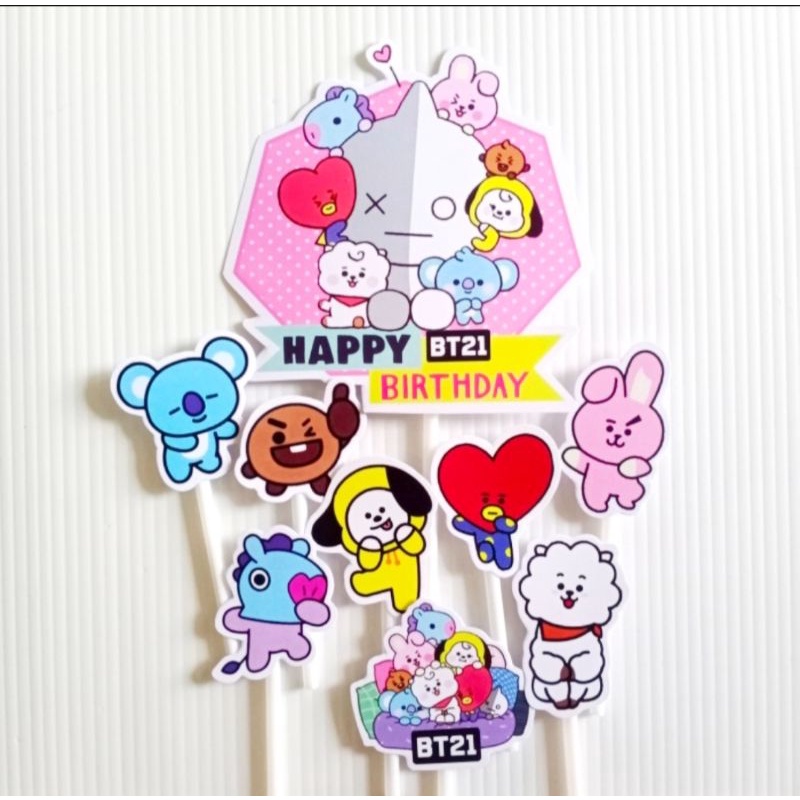 BT21 CAKE TOPPER HIASAN KUE ULANG TAHUN BTS