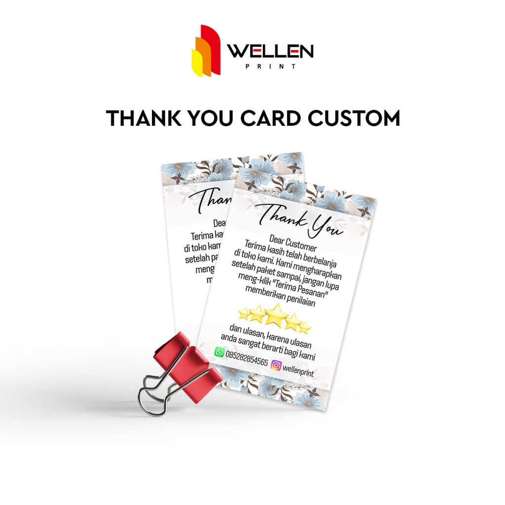WELLEN PRINT - Cetak Tag Card Kartu Ucapan Terimakasih / Thank You Card Olshop / Online Shop Custom 