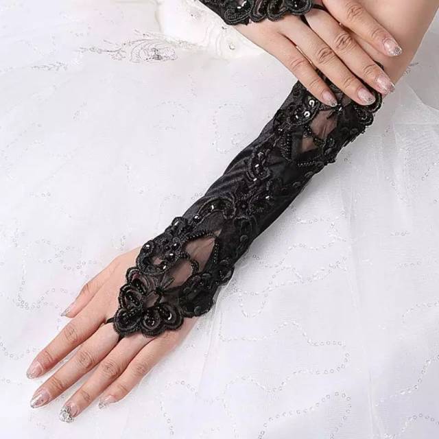 Black lace wedding gloves  sarung tangan hitam