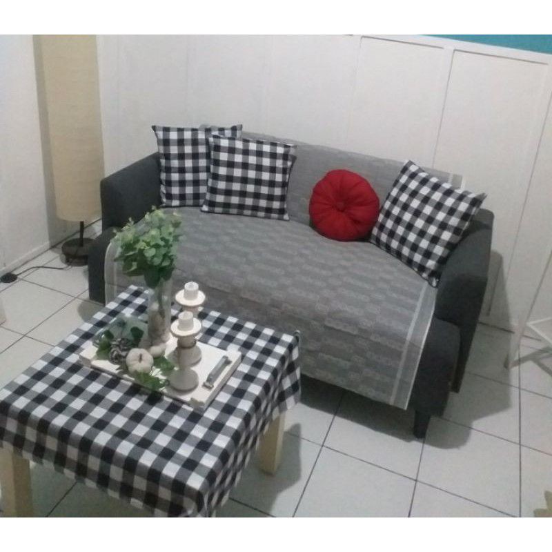 1 set 4 bantal sopa+ taplak meja 50x100/75x75/100x100