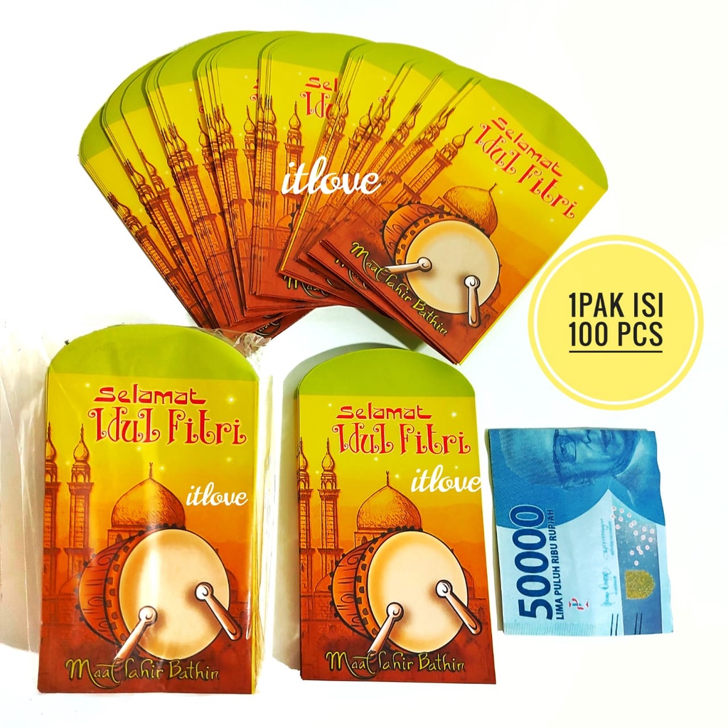 

ITBEL - [Hanya Amplop] 100 Lembar Amplop Lebaran Idul Fitri Grosir Ampau Lebaran Amplop THR Amlop Lebaran Hari Raya Bedug Masjid Ukuran Kecil M Uang di Lipat