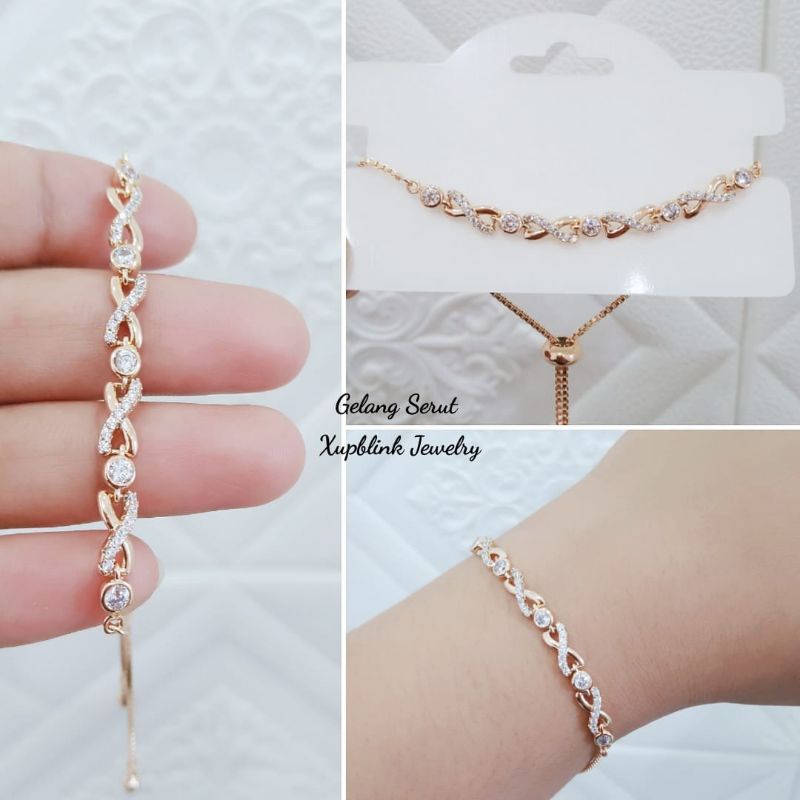 Gelang Serut Titanium Wanita Anti Karat Dan Anti Luntur