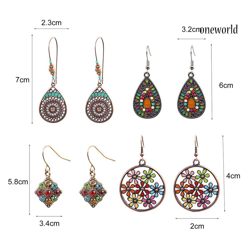 OW# Earring Retro Bohemian Vintage Ear Ring Dangle Eardrop for Dressing Room