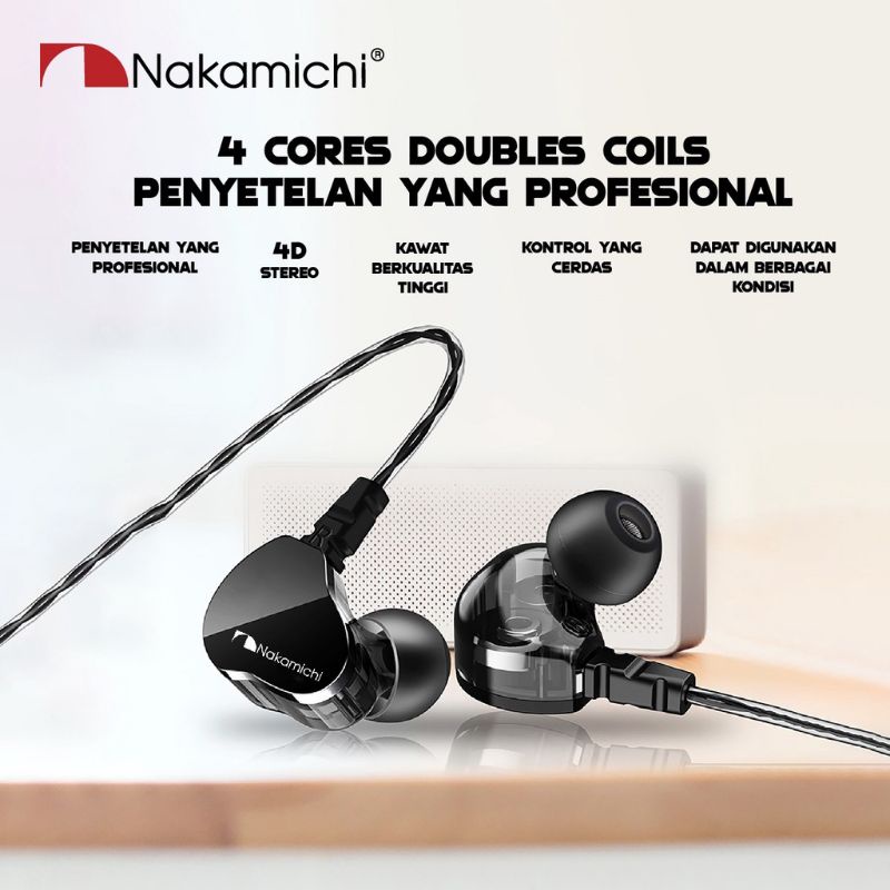 Nakamichi HQ X21 Dual Dynamic Driver In Ear Monitor Earphone Mic