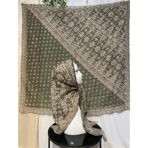 jilbab songket bahan voal Palembang