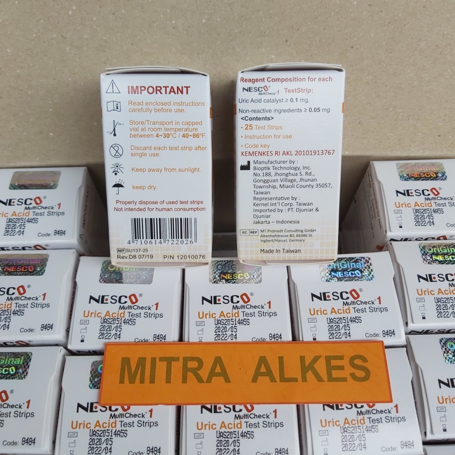 Strip Asam Urat NESCO Uric Acid. Stik UA - AU Nesco. Uric Acid Test Strip. Refil AsamUrat.