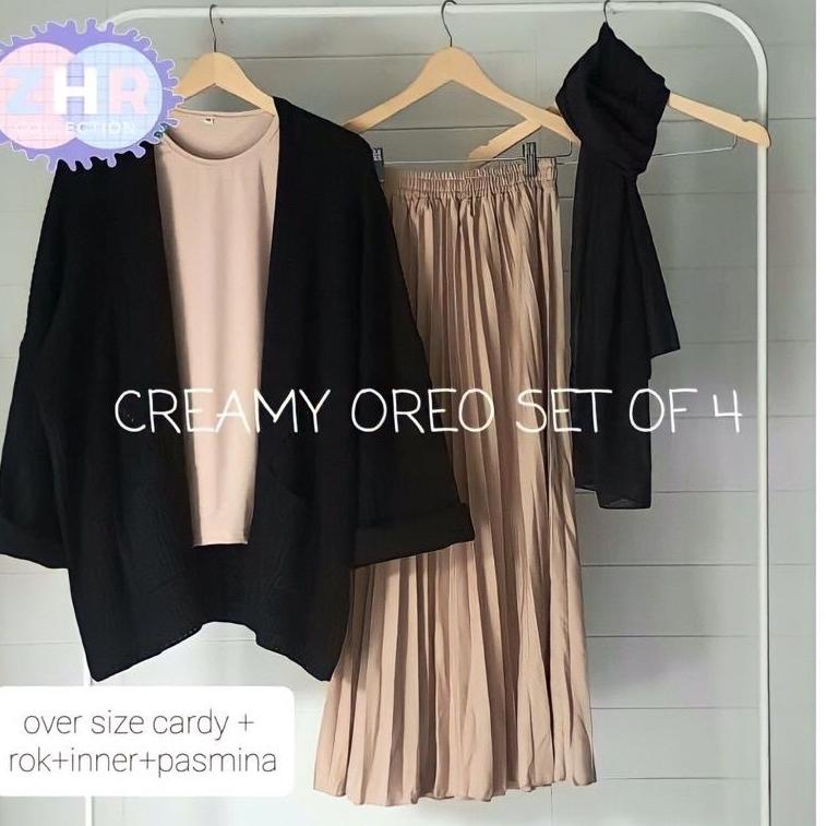 GRATIS ONGKIR SETELAN OOTD HEMAT 4IN1 / SETELAN OOTD LOCY / PAKET OOTD HEMAT SATU SET 4IN1 CARDIGAN 