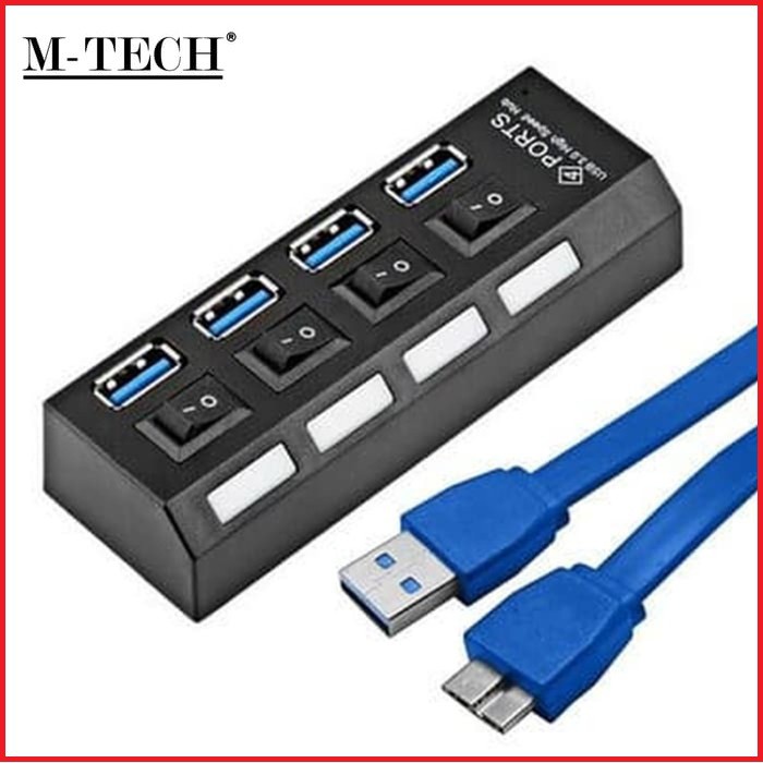 M-TECH 4P-U3 USB 3.0 HUB 4 Port 4 Switch Sakral ON-OFF Super Speed