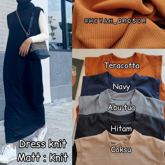 ⇒ INNER DRESS KNIT Premium Plisket Tanpa Lengan Super Long Overal Maxy High Quality Inner Dres Rajut