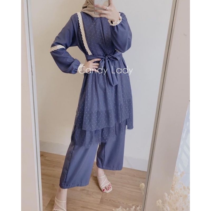 ONE SET POLOS TUTU RENDA SETTUNIK SETELAN TUNIK MOSCREPE LACERA