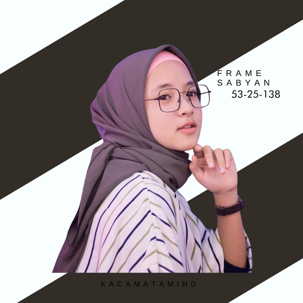 KACAMATA KOTAK NISSA SABYAN GAMBUS FRAME FASHION WANITA HITAM