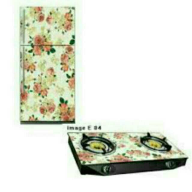 Stiker Kulkas + kompor bunga bunga