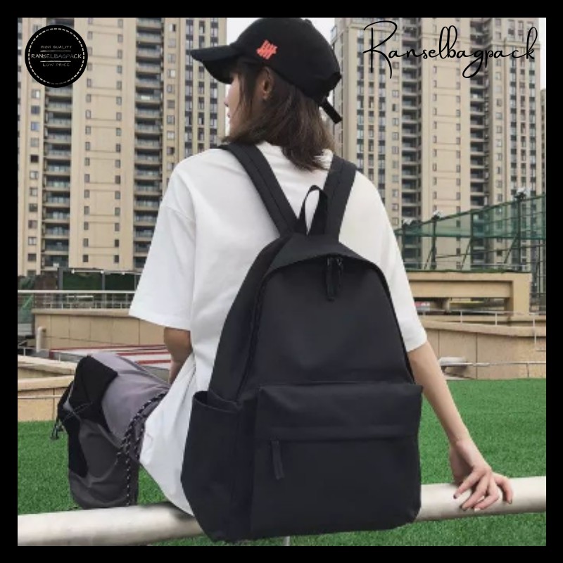 Tas Ransel Backpack Wanita Pria Sekolah Polos Korea Distro Murah Cewek Cowok Pria Wanita