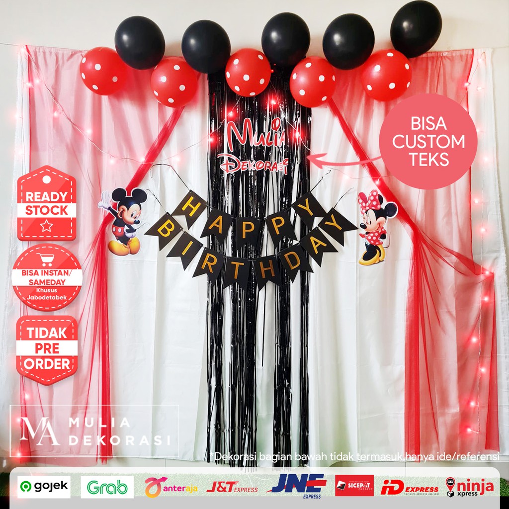 Dekorasi Backdrop Background Photobooth Ulang Tahun 1set Pesta Anak Tema Minnie Mouse