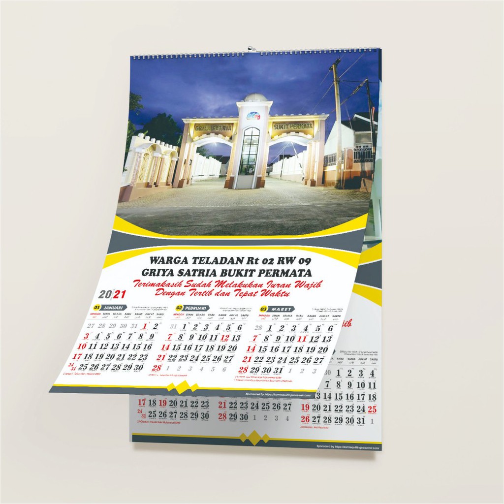 

Kalender 3 Bulanan (4 lembar) klem jepit