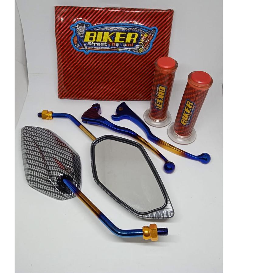 Trendy  PAKET 4 ITEM VARIASI YAMAHA VIXION/MIO SMILE SPORTY.JOK KARBON+GRIP KARBON+HENDEL TWOTONE+SP