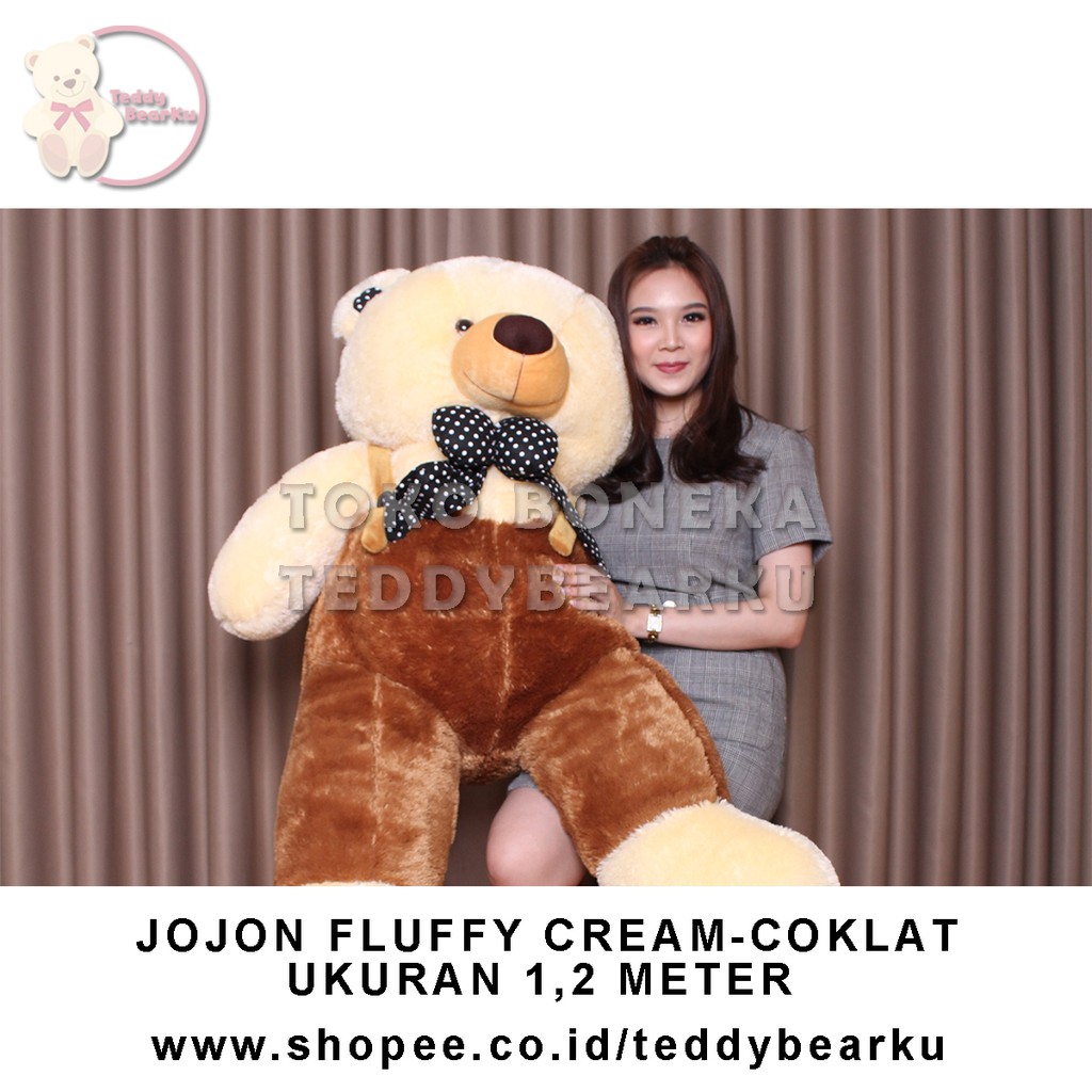 TEDDY BEAR SUPER JUMBO 1,2 METER FLUFFY JOJON PREMIUM CREAM - COKLAT