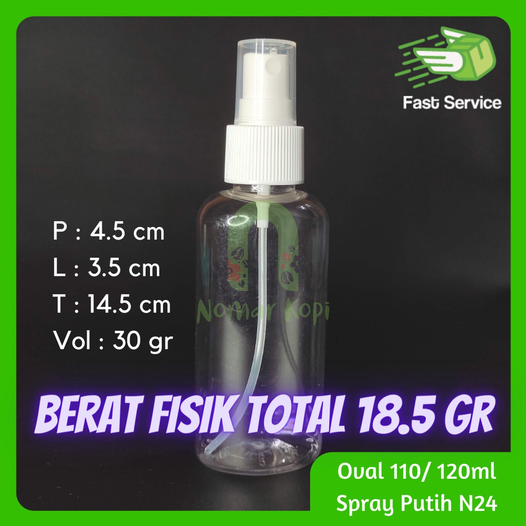 Botol Spray 120ml (100ml Extra Oval) Tebal Bening Ellips Toner Parfum Hand Sanitizer