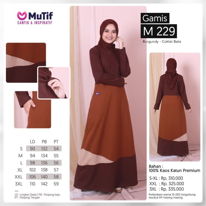 Gamis Kaos MUTIF 229 COKLAT || Mutif Damoza Upmore