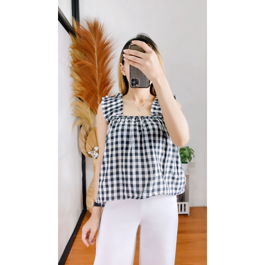 RX Fashion - Tanktop Layer / Tanktop Sesil Gingham // Tanktop Wanita -BN-SESIL GINGHAM HITAM