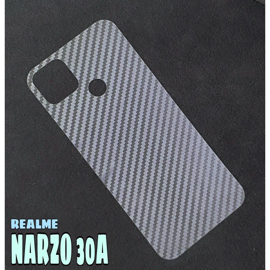 GARSKIN Sticker Carbon Realme Narzo 30A 6.5 Inchi Skin Carbon Transparan Fiber Protection Back Stick