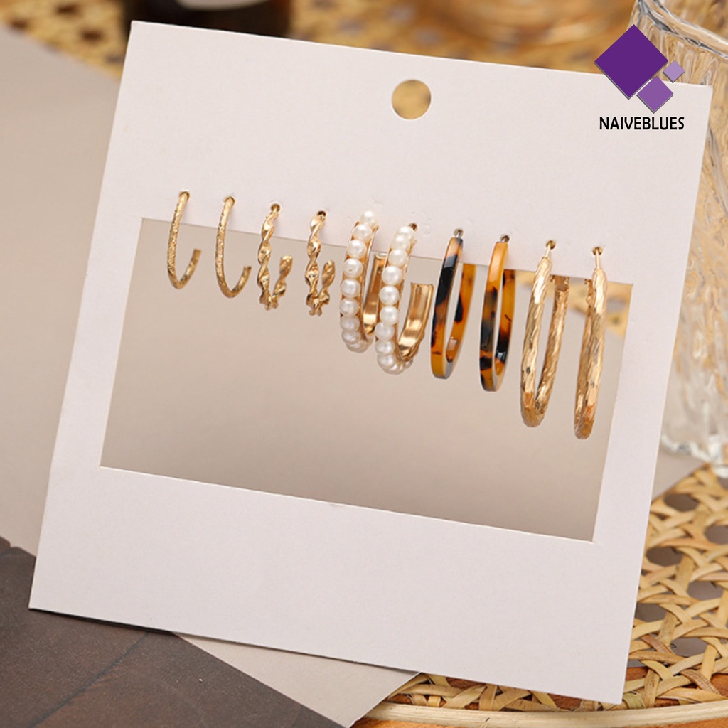 1 Set Anting Hoop Geometris Menjuntai Bahan Logam Untuk Pesta Hari Ibu