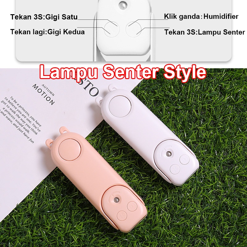 CORN Kipas Angin Mini Portable Sport Fan 3 IN 1 Humidifier Mini Purifier Nano Spary Kipas Lipat Rechargeable USB Powerbank 1200mAh 2Speed