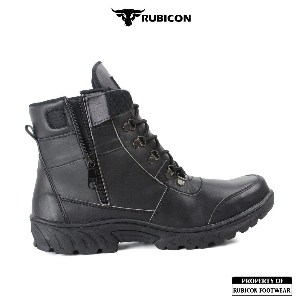 RUBICON JP SEPATU BOOTS SAFETY PRIA KERJA LAPANGAN INDUSTRI KULIT ASLI UJUNG BESI HITAM CROC JP