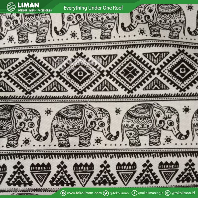 Kain Kanvas Meteran Motif Gajah Bahan Kerajinan