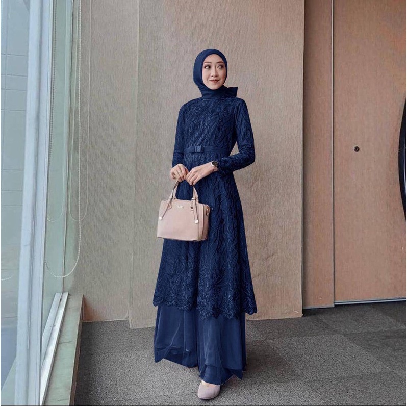 MAXI ALMIRA (M,L,XL,XXL) GAMIS MUSLIM MURAH GAMIS BRUKAT BEST SELLER TERLARIS GAMIS KONDANGAN GAMIS MURAH GAMIS MUSLIM-Navy
