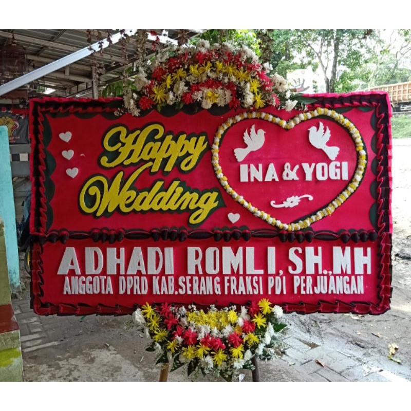 karangan bunga papan pernikahan