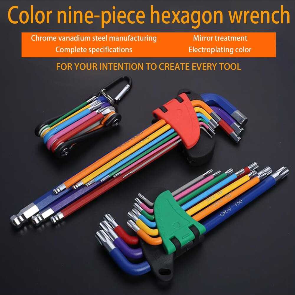 Kunci L Hex Wrench Metal Hexagonal Screwdriver 9 PCS Set Premium Desain Portabel Alat Perkakas Tukang Berkualitas