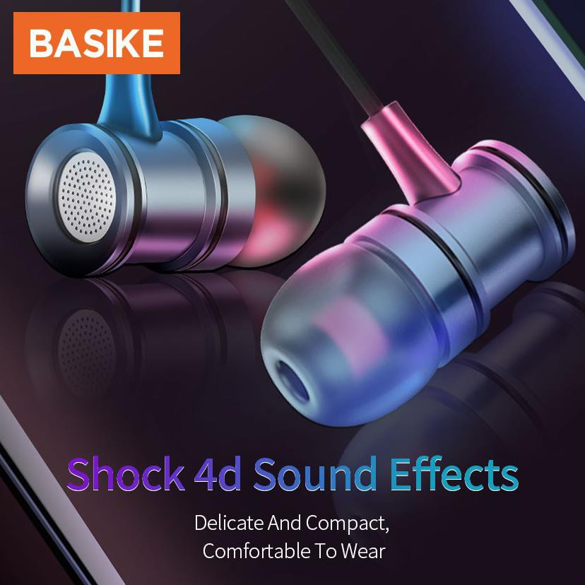 ✨ BISA COD✨ Headset Gaming BASIKE Earphone In-ear Headphone 3.5mm dengan Mikrofon 1.2m untuk