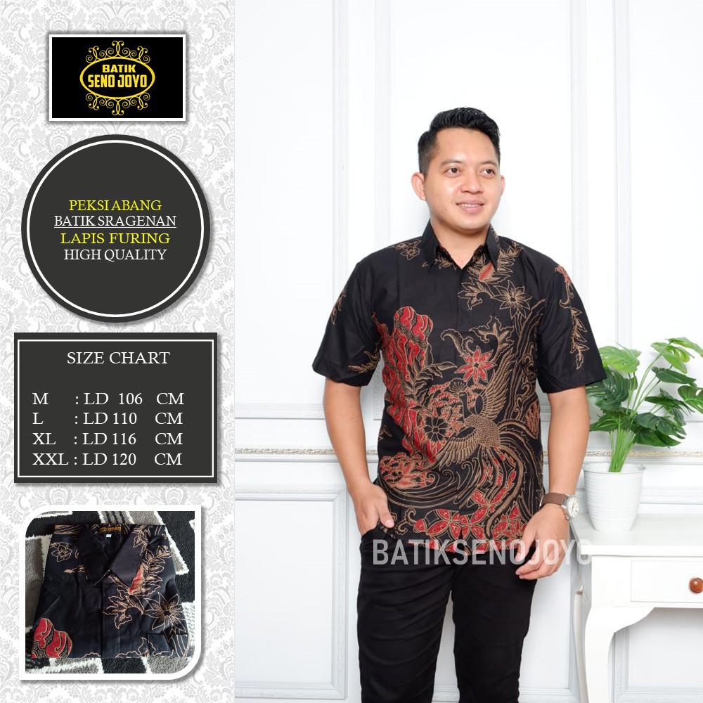 KEMEJA BATIK HITAM MARRON kemeja batik pria lengan panjang ORIGINAL PENDEK PREMIUM BSO OFFICIAL