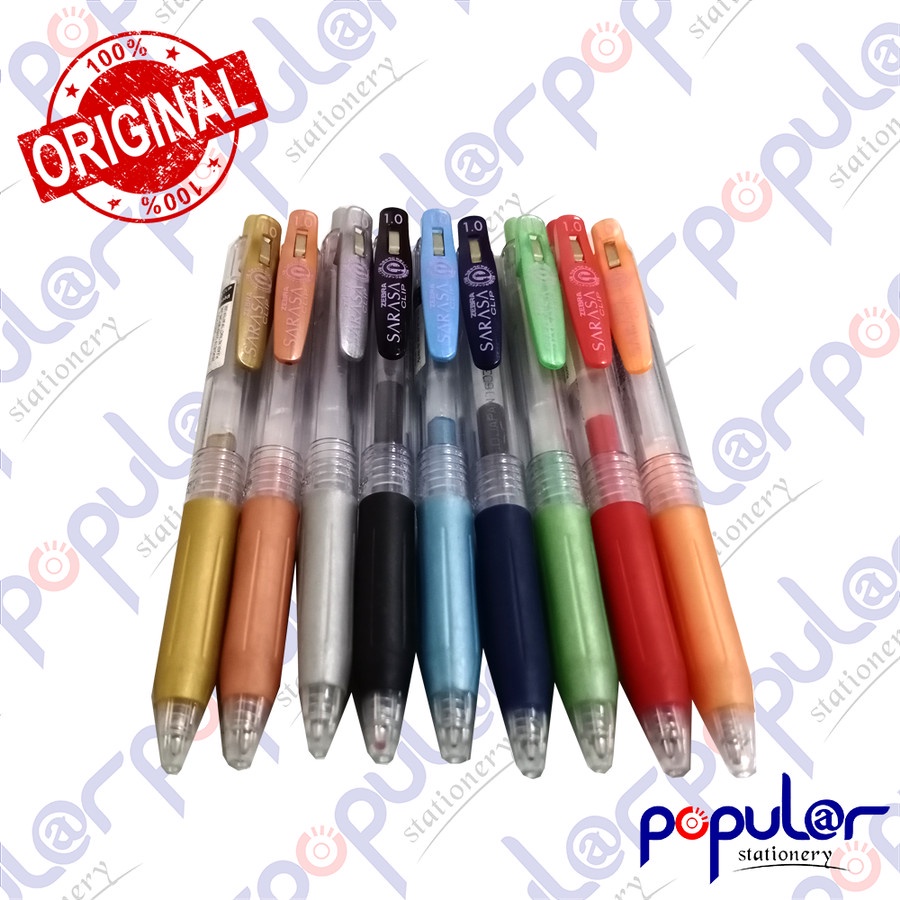 

Ballpoint / Pulpen / Pena Gel Zebra Sarasa Clip 1.0 Hitam-Biru-Merah-Hijau-Gold-Silver-Orange-Coklat