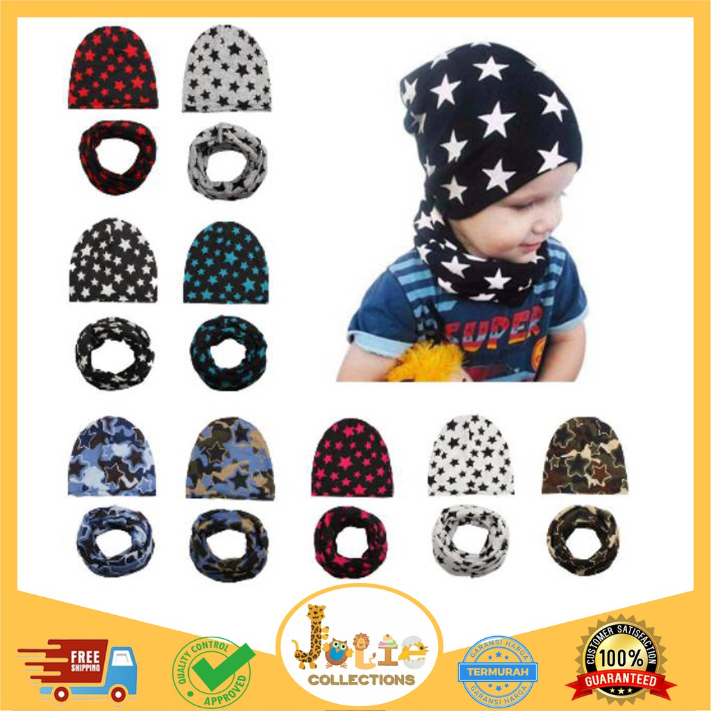 JOLIECOLLECTIONS TOPI  KUPLUK BAYI SET SYAL KUPLUK KEREN 