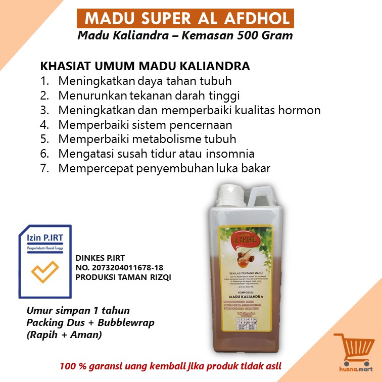 Madu Super Al Afdhol Kaliandra Asli Kemasan 1 Kg