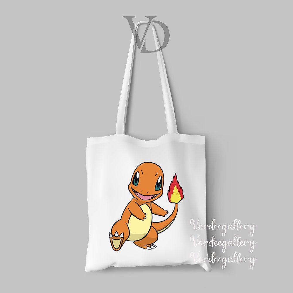 TOTE BAG BAHAN KANVAS pokemon / totebag anime jepang japan pikatchu / TAS BELANJA KEKINIAN