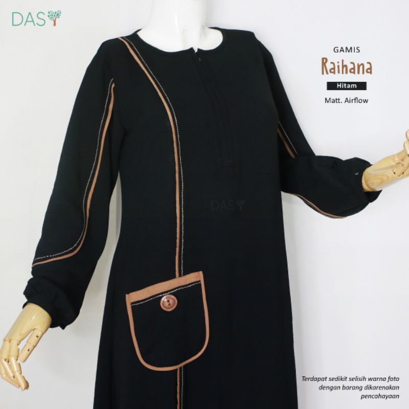 Gamis Abaya Hitam Dewasa Polos Simpel DAS Bahan Airflow Busui Raihana Gea Nila by Dasmuslim
