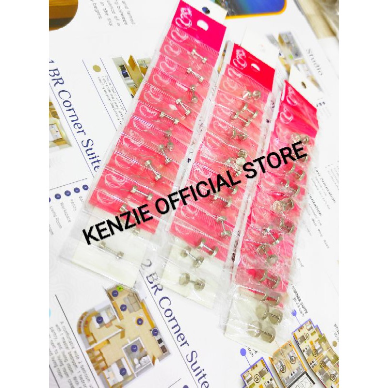 [Paling murah] Anting roda isi 12 warna putih