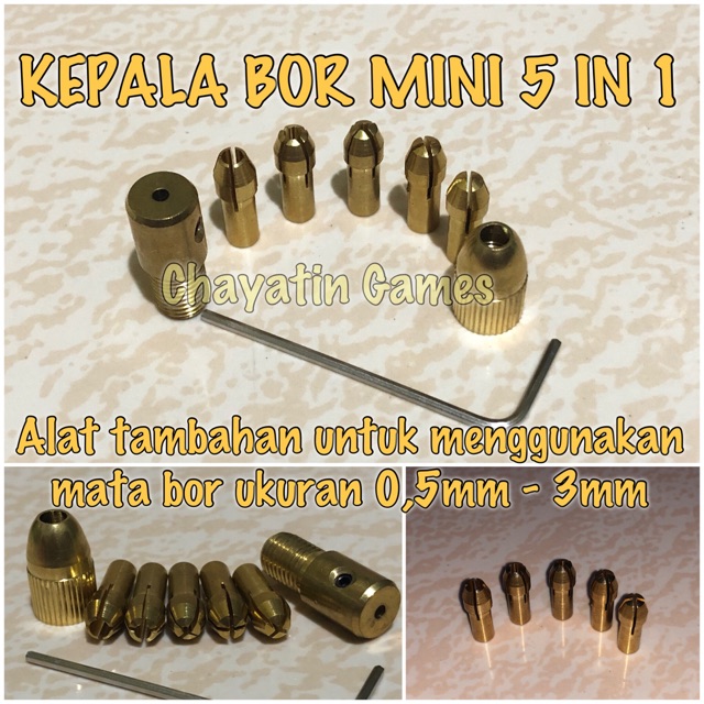 Kepala Bor Mini 0,5mm - 3mm / Collet Chuck Mini Drill 5 in 1