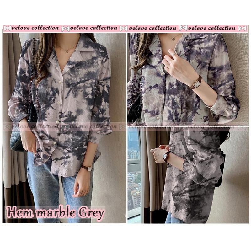 SALE  KALANTHA FASHION Tie Dye Top Marble Casual Outfit Kemeja Wanita Motif Abstrak