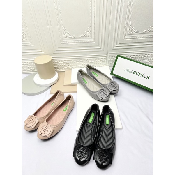 sepatu flat shoes wanita terbaru kekinian pesta MAUDES GUESIS sepatu flat shoes import premium bahan kulit TOR22