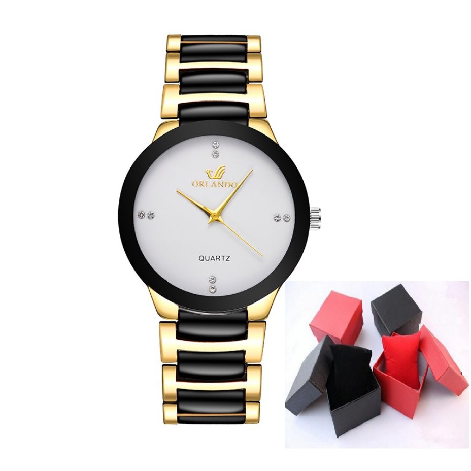 Jam Tangan Orlando Pria Elegan Original Anti air Strap Rantai Orii Korea Fashion Mens Analog Watch Orlando Premium Quality-WHITE + BOX